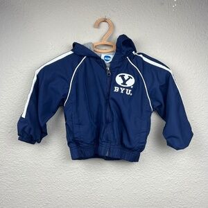 NCAA BYU College Embroidered Zipup Lined Winderbreak Jacket in Navy Blue SZ 3T